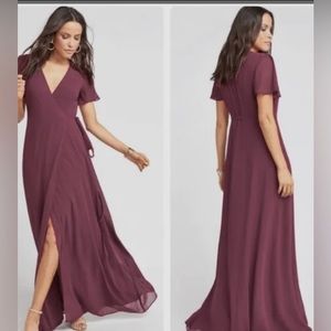 Show Me Your MuMu Noelle Flutter Sleeve Wrap Dress, Size Small